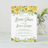 Yellow Sage Green Floral Bridal Shower  招待状 (スタンド正面)