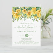 Yellow Sage Green Floral Bridal Shower 招待状 (スタンド正面)