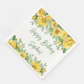 Yellow Sage Green Flowers Floral Party Napkins (コーナー)