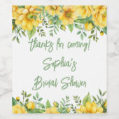 Yellow Sage Green Flowers Floral Shower Favors ワインラベル (シングルラベル)