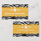 Yellow Sassy Star Zebra印刷名刺 名刺 (正面/裏面)