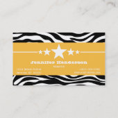 Yellow Sassy Star Zebra印刷名刺 名刺 (裏面)