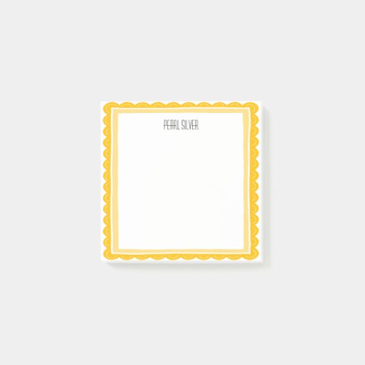 Yellow Scallop CUSTOM Chic Monogram Personalized ポストイット (正面)