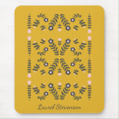 Yellow Scandinavian Folk Flower Personalized マウスパッド (正面)