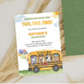 Yellow School Bus 2nd birthday Wheels on the Bus 招待状