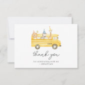 Yellow School Bus Birthday サンキューカード (正面)