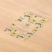 Yellow School Bus Kids Birthday Party アクリル招待状 (レイダウン)