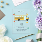 Yellow School Bus Kids Birthday Party アクリル招待状 (インサイチュ (ウェディング))