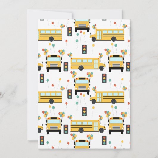 Yellow School Bus Kids Birthday Party 招待状 (裏面)