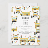 Yellow School Bus Kids Birthday Party 招待状 (正面)