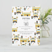 Yellow School Bus Kids Birthday Party 招待状 (スタンド正面)