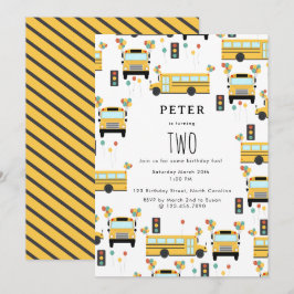 Yellow School Bus Kids Birthday Party 招待状