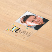 Yellow School Bus Kids Birthday Party Custom Photo アクリル招待状 (レイダウン)