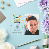 Yellow School Bus Kids Birthday Party Custom Photo アクリル招待状 (インサイチュ (ウェディング))