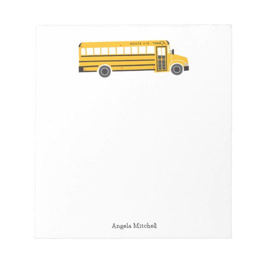 Yellow School Bus Personal Stationery ノートパッド (正面)