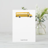 Yellow School Bus Personal Stationery Flat Cards サンキューカード (スタンド正面)