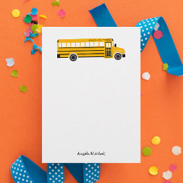 Yellow School Bus Personal Stationery Flat Cards サンキューカード