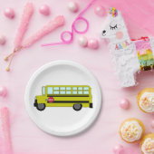 Yellow School Bus with Stop Sign ペーパープレート (パーティー)