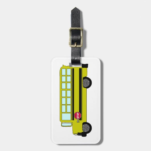 Yellow School Bus with Stop Sign ラゲッジタグ (正面縦)