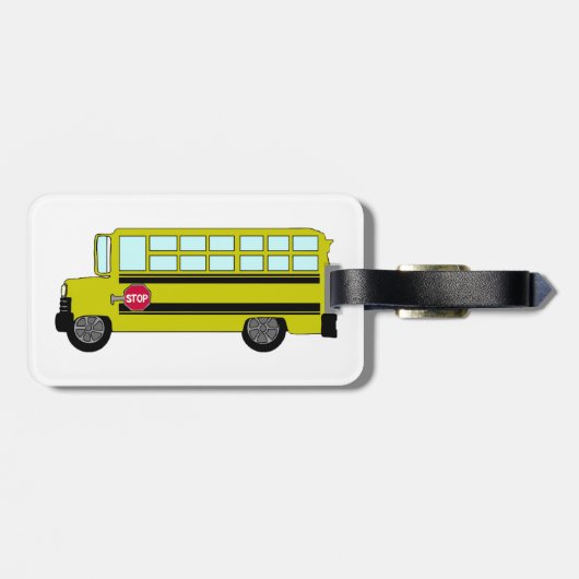 Yellow School Bus with Stop Sign ラゲッジタグ (裏面横)
