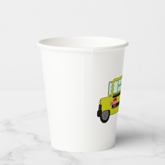 Yellow School Bus with Stop Sign 紙コップ (右)