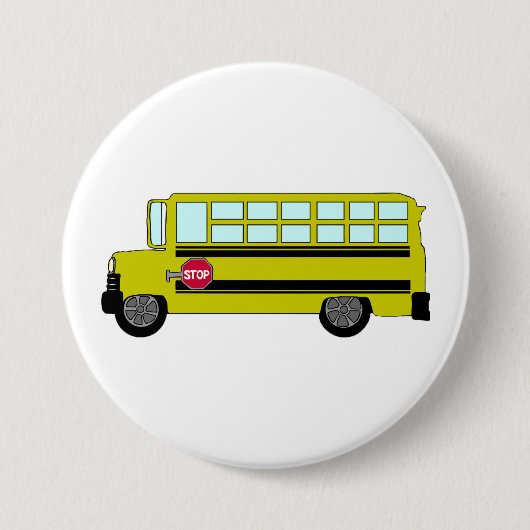 Yellow School Bus with Stop Sign 缶バッジ (正面)