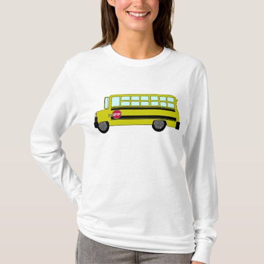 Yellow School Bus with Stop Sign Tシャツ (正面)