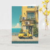 Yellow Scooter by Seaside カード (黄色い花)