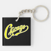 Yellow ScriptのChicago文字BLK Keychain キーホルダー (裏面)