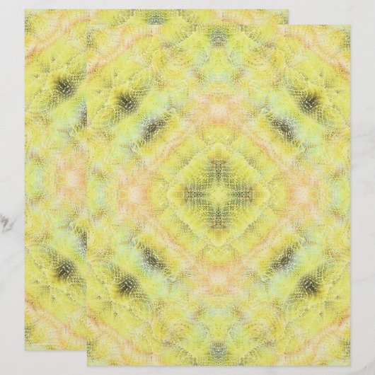 Yellow Serene Gardens Scrapbook Paper 2-Sided Page (正面/裏面)