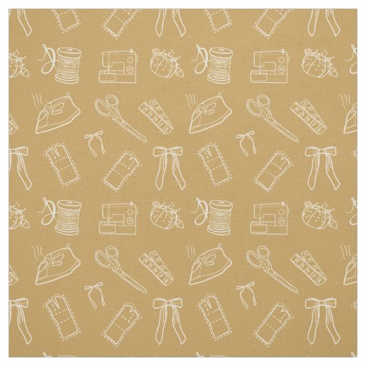 Yellow Sewing Themed Pattern ファブリック (見本)