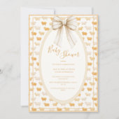 Yellow Sheep Vintage Ribbon Baby Shower 招待状 (正面)