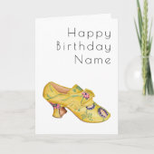 Yellow Shoe Art Deco Birthday Card カード (正面)