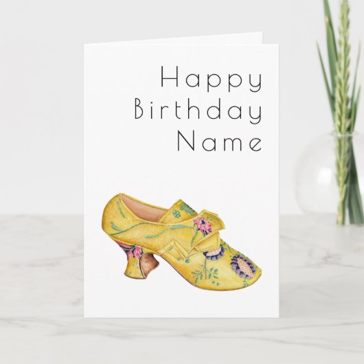 Yellow Shoe Art Deco Birthday Card カード (正面)