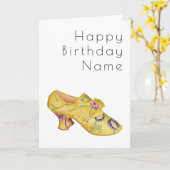 Yellow Shoe Art Deco Birthday Card カード (黄色い花)