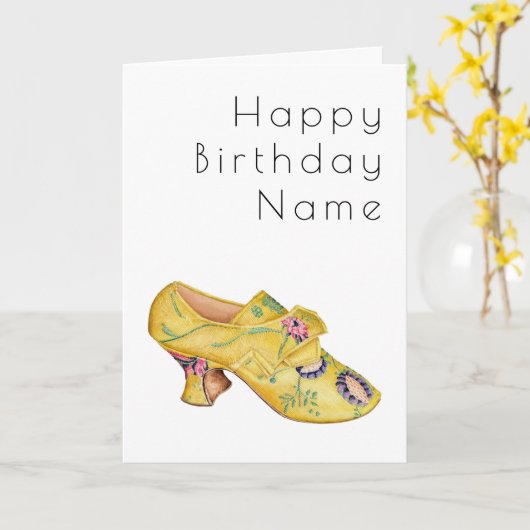 Yellow Shoe Art Deco Birthday Card カード (黄色い花)