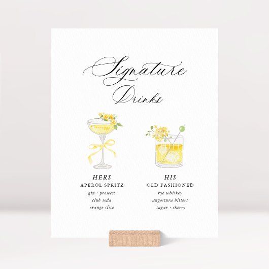 Yellow Signature Drinks Wedding 台座サイン