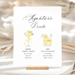 Yellow Signature Drinks Wedding 台座サイン