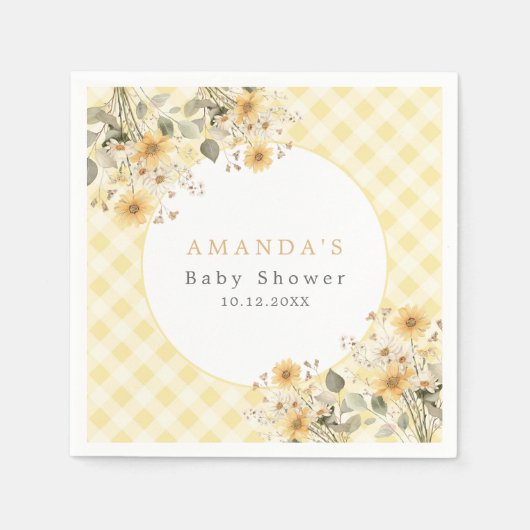 Yellow Silly Goose Baby Shower スタンダードカクテルナプキン (正面)