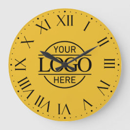 Yellow Simple Branded Company Business Logo Custom ラージ壁時計