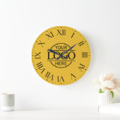 Yellow Simple Branded Company Business Logo Custom ラージ壁時計 (ホーム)