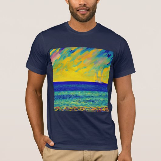 "Yellow Sky Race"の海景画 Tシャツ (正面)