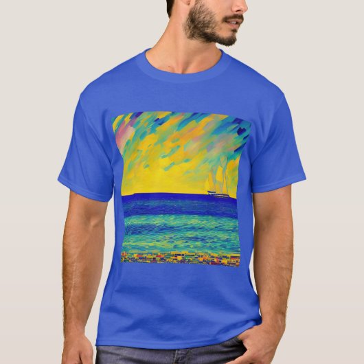 "Yellow Sky Race"の海景画 Tシャツ (正面)