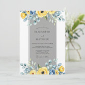 Yellow Slate Gray Elegant Spring Wedding 招待状 (スタンド正面)