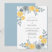 Yellow Slate Luminous Spring Wedding 招待状 (正面/裏面)