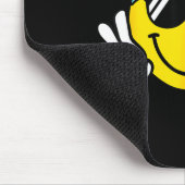 Yellow Smile Face Cute Checkered Peace Smiling Hap マウスパッド (コーナー)