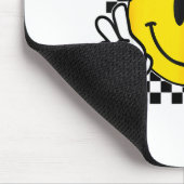 Yellow Smile Face Cute Checkered Peace Smiling Hap マウスパッド (コーナー)