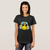 Yellow Smile Face Cute Checkered Peace Smiling Hap Tシャツ (正面フル)