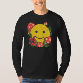 Yellow Smile   Smiling Face Cute Mushroom Rose Flo Tシャツ (正面)
