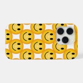 Yellow Smiley Emoji Happy Face Phone Case iPhoneケース (裏面横)
